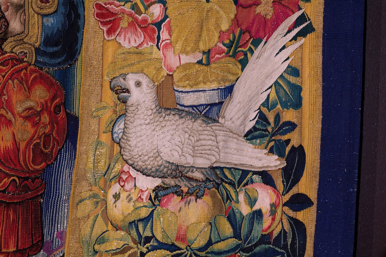 Tapiz flamenco. Serie El Apocalipsis: San Miguel derrotando al dragón. Atelier Willem Dermoyen, Bruselas. Ca 1553-1555. Detalle. de Flemish School