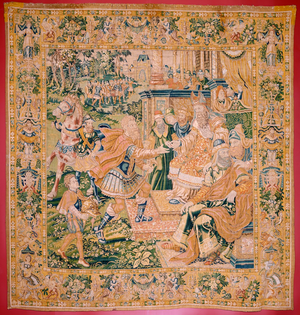 Tapiz flamenco. Serie El Libro de Judit. La guerra llega a Judá (Llega la guerra a Judá). Cuarto tapiz de la serie. Fabricación Holanda, Bruselas(?). Segunda mitad del siglo XVI. Lana de tela. Ubicación Iglesia de San Nicolás de Bari (museo o de Flemish School