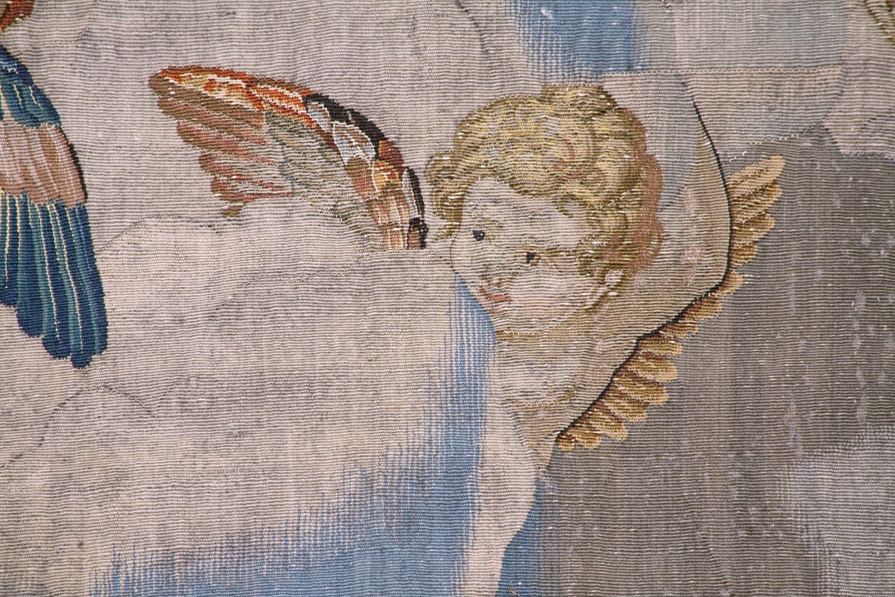 Tapiz flamenco. Serie La Historia de Moisés. Moisés en el monte Sinaí. Taller Joost van Herzele. Ca 1550. Detalle. de Flemish School