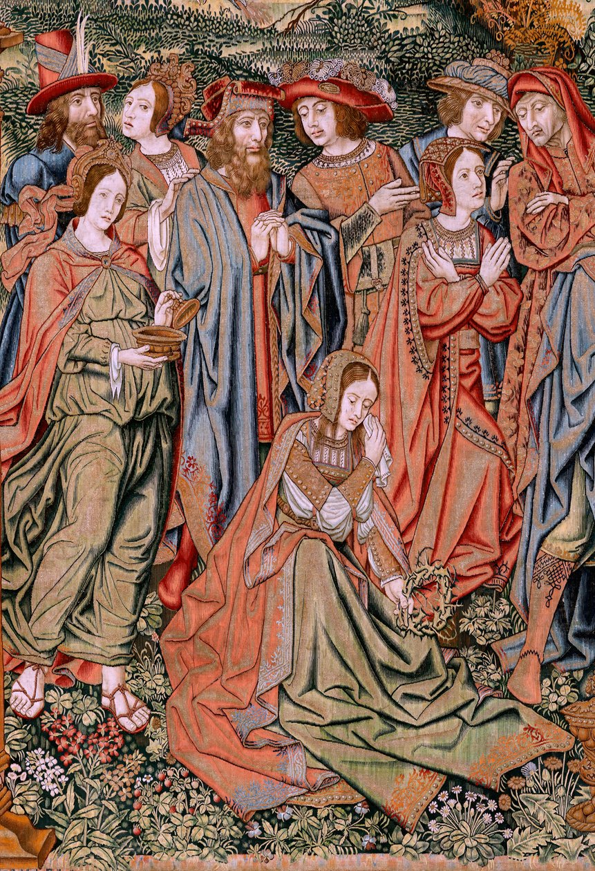 Tapiz flamenco. Serie La Pasión de Cristo. El Descendimiento de la Cruz (Descendimiento). Segunda serie de tapices de la Pasión de Cristo pertenecientes al Patrimonio Nacional. Dibujantes modelo del círculo de Jan van Roome. Manufactura Pieter va de Flemish School