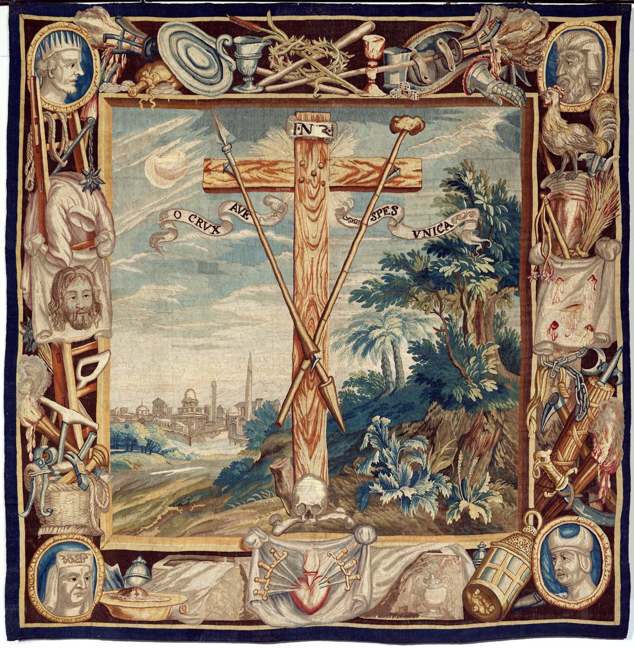 Tapiz flamenco. La Glorificación de la Santa Cruz. siglo 17. Propiedad de la iglesia Sint-Walburgakerk Oudenaarde (Dekenij van de Sint-Walburga). de Flemish School