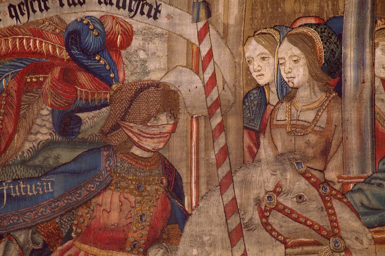 Tapiz flamenco. Triunfo del tiempo (De triomf van de Tijd, El triunfo del Tiempo). Lana y seda. 347x342cm. Colección privada. Ca 1504. Detalle. de Flemish School