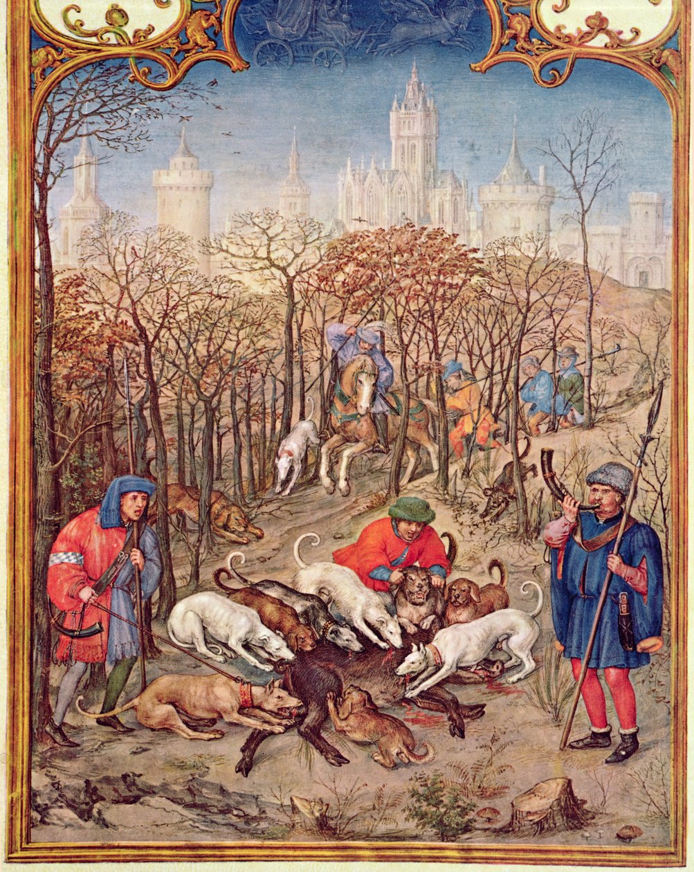 El mes de diciembre: Caza del jabalí, del Breviarium Grimani, c.1515 de Flemish School