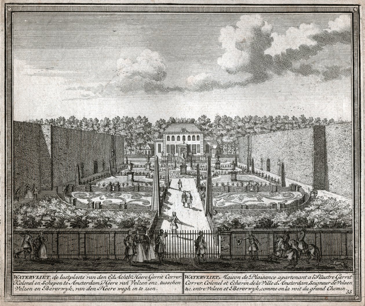 Jardín francés (grabado) de Flemish School