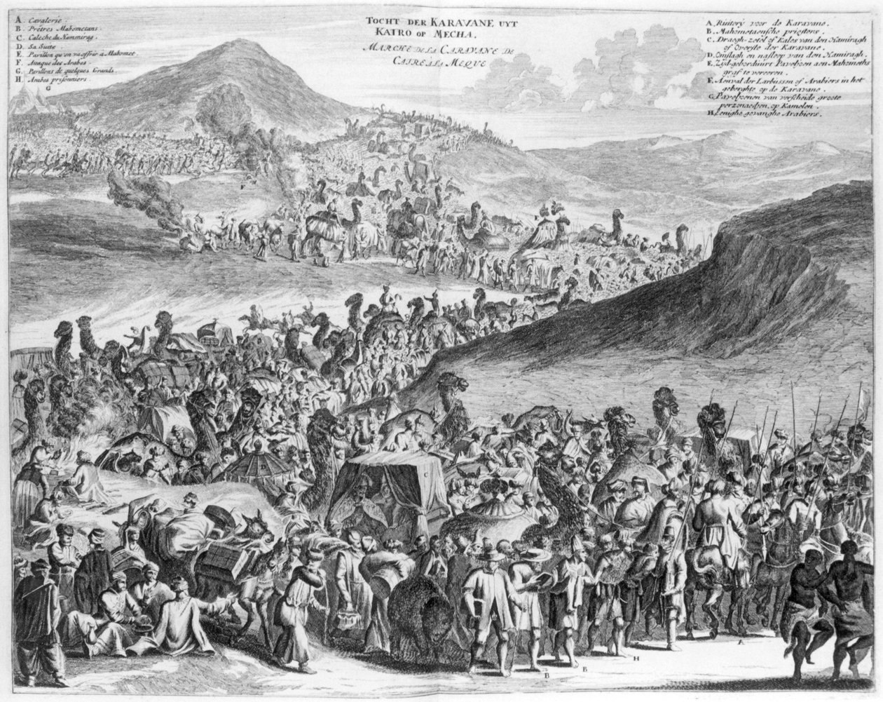 Caravana del Hajj de El Cairo a La Meca, de Descripción de África por O. Dapper, 1686 de Flemish School