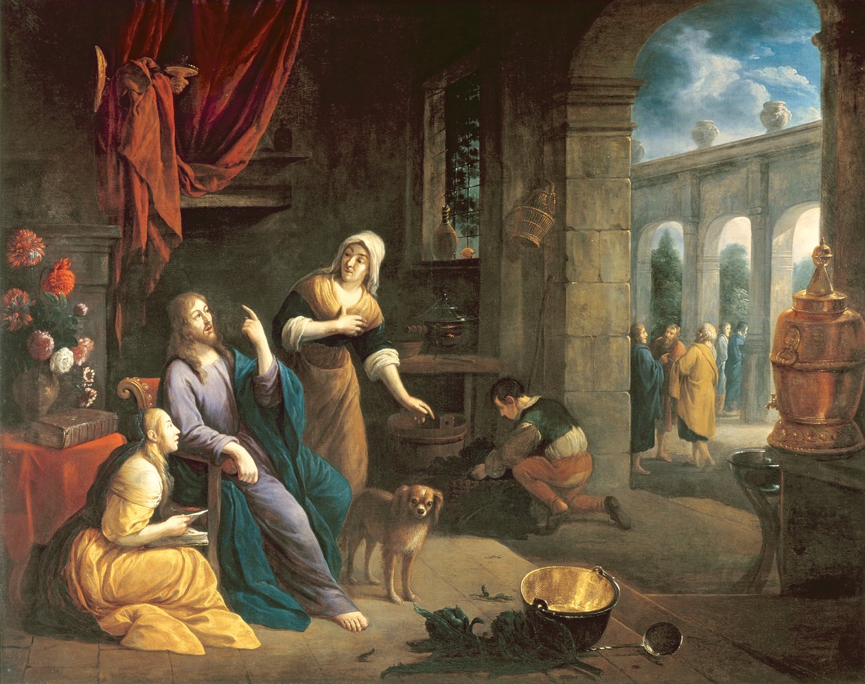 Jesús en la casa de Marta y María de Flemish School
