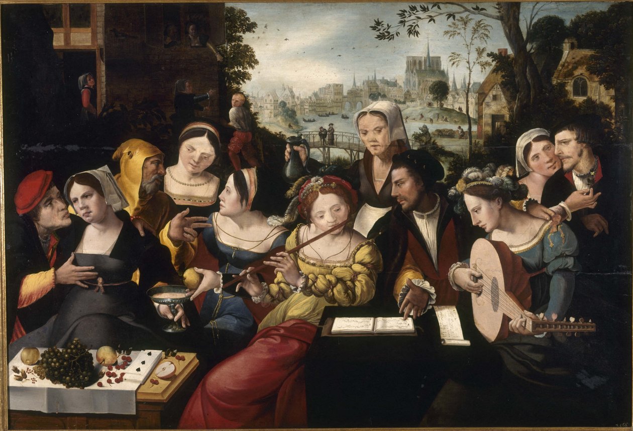 El hijo pródigo entre las cortesanas, hacia 1530 (óleo sobre madera) de Flemish School