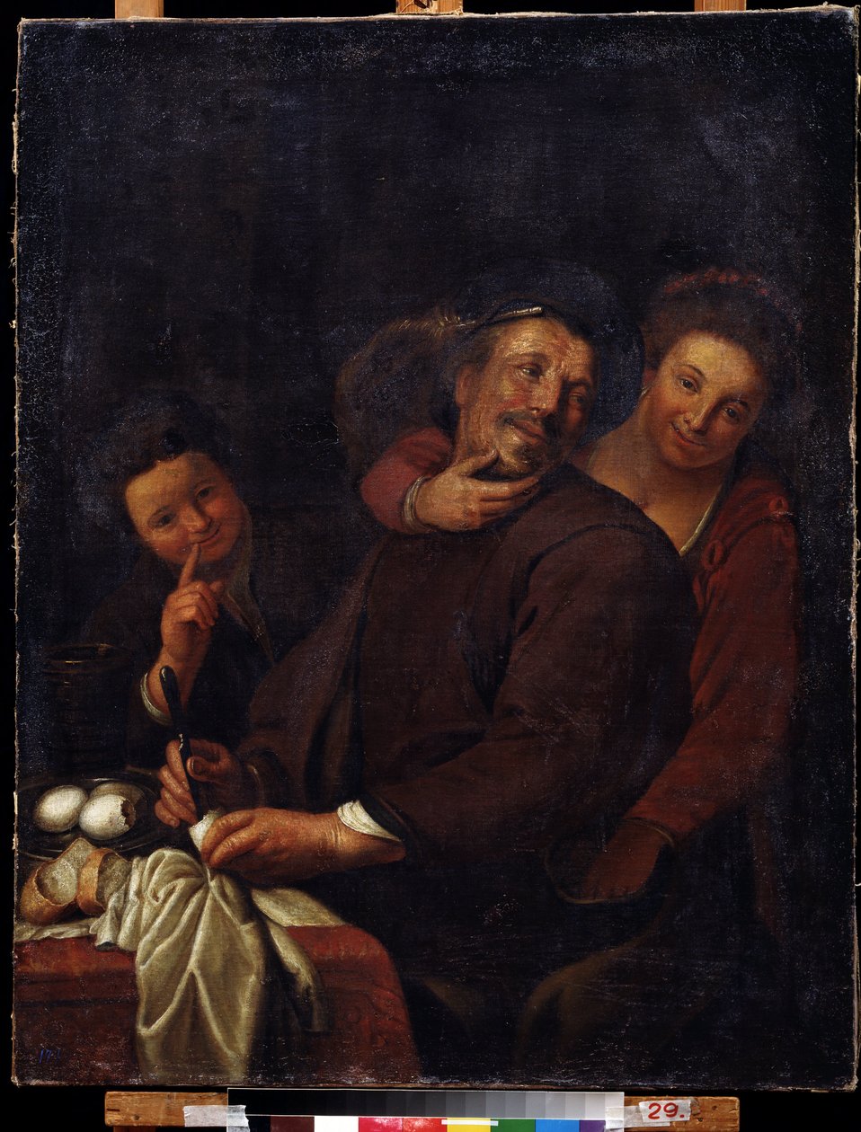 ""The merry company"" (La alegre compañía) Pintura de la escuela holandesa del siglo XVII. Galería de Arte Regional Deineka, Kursk Rusia de Flemish School