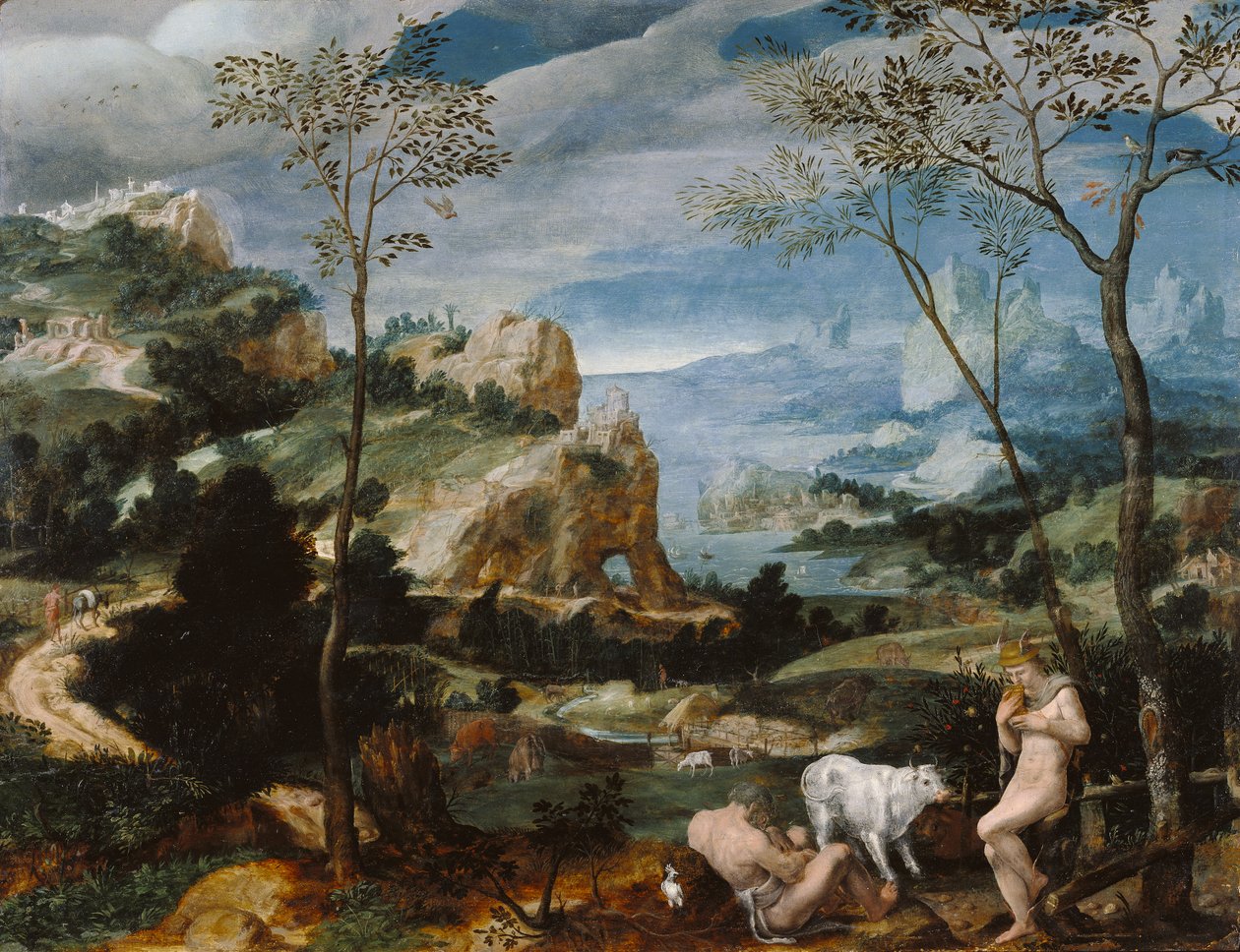 Paisaje con Mercurio y Argos, c.1570 de Flemish School
