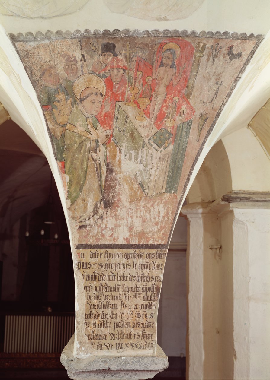 Misa de San Gregorio, mural de la cripta de Flemish School