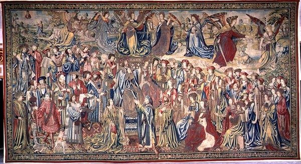 Natán reprocha a David, Tapiz de David y Betsabé, c.1510-15 (tapiz) de Flemish School