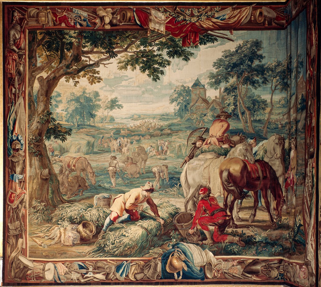 Palacio (complejo del castillo de Schleißheim). Tapiz flamenco. Taller de Bruselas Judocus De Vos. Diseño Lambert De Hondt. Alimentación (Foragement). 400x510cm. Lana y seda. Ca 1715 - 1724. de Flemish School