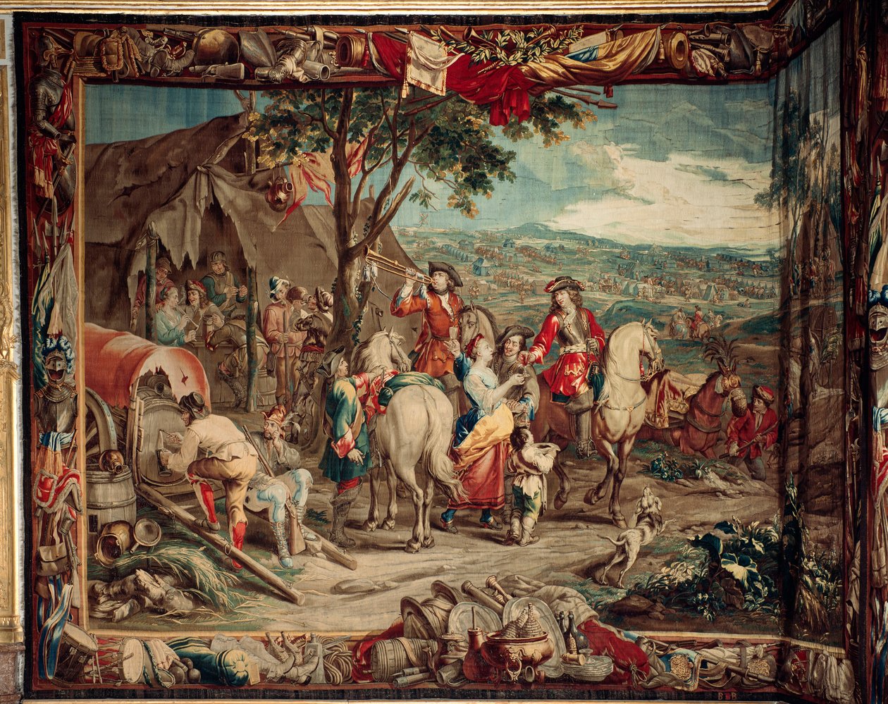 Palacio (complejo del castillo de Schleißheim). Tapiz flamenco. Taller de Bruselas Judocus De Vos. Diseño Lambert De Hondt. Campamento (campamento). Lana y seda. 400x510cm. Ca 1715 - 1724. de Flemish School