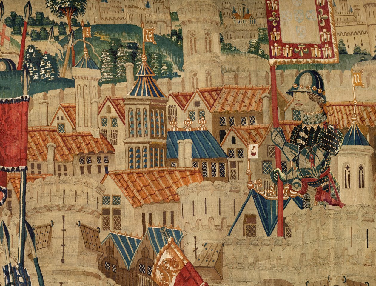 Parish museum of tapestries (Museo Parroquial de Tapices de Pastrana). Flemish tapestry. Conquest of Tanger (Toma de Tánger, De inname van Tanger). Series Conquests of king Alfonso I of Portugal (Conquistas de Alfonso V de Portugal). Tournai. Wool and silk de Flemish School