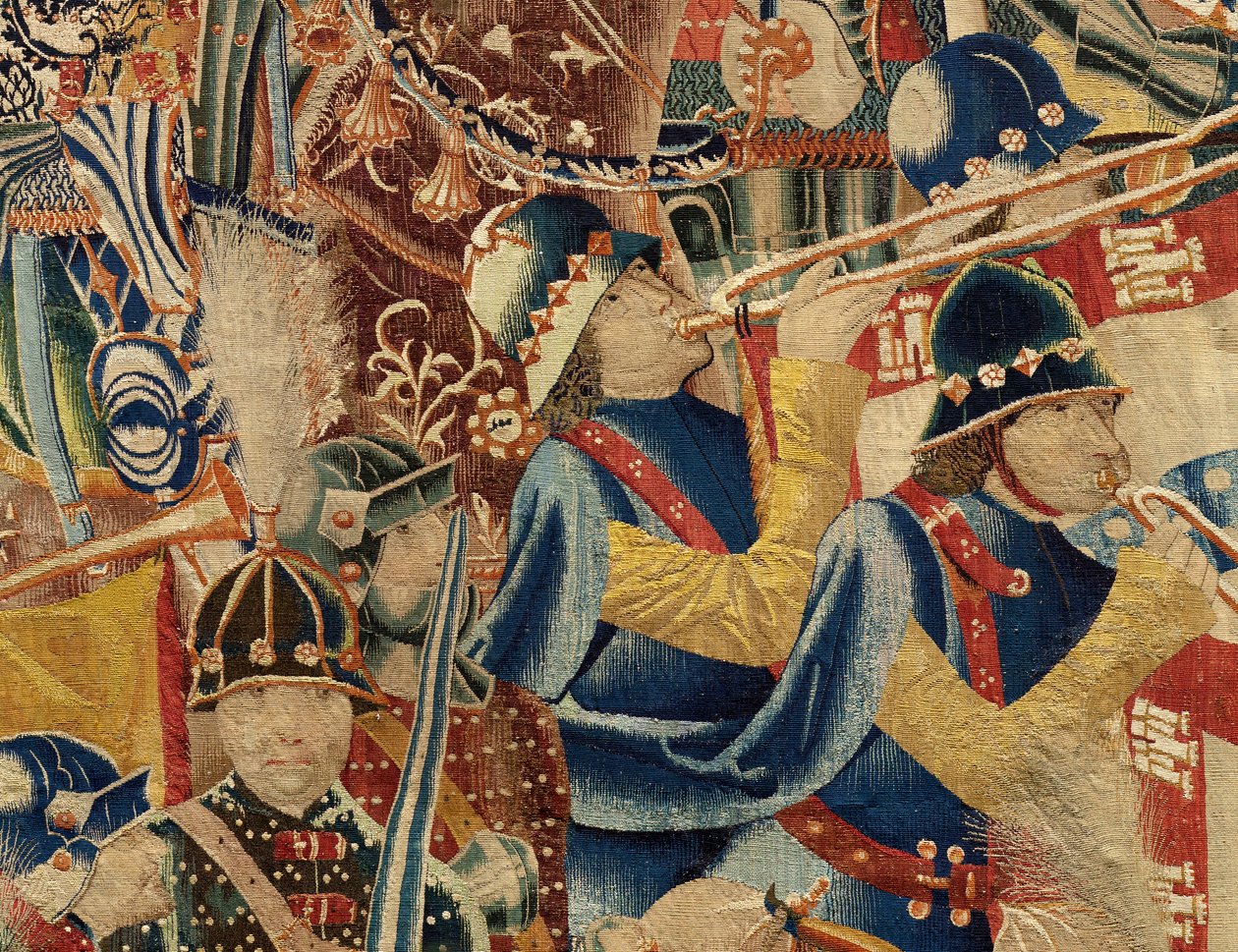 Parish museum of tapestries (Museo Parroquial de Tapices de Pastrana). Flemish tapestry. Take of Arcila (Toma de Arcila, Asalto de Arcila, De inname van Arzila). Series Conquests of king Alfonso I of Portugal (Conquistas de Alfonso V de Portugal). Tournai. de Flemish School