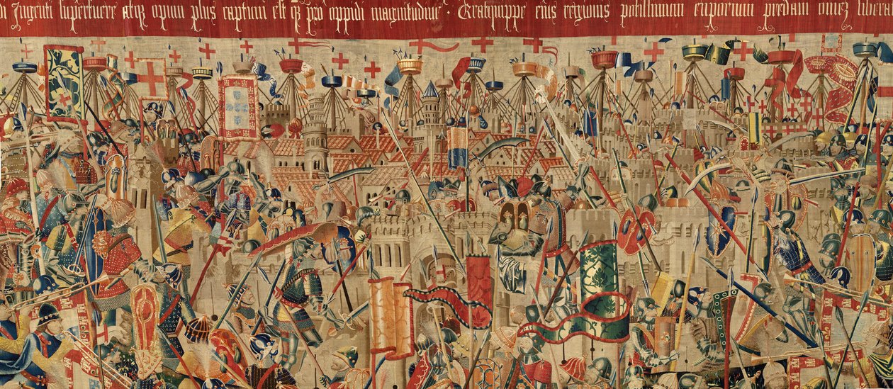 Parish museum of tapestries (Museo Parroquial de Tapices de Pastrana). Flemish tapestry. Take of Arcila (Toma de Arcila, Asalto de Arcila, De inname van Arzila). Series Conquests of king Alfonso I of Portugal (Conquistas de Alfonso V de Portugal). Tournai. de Flemish School