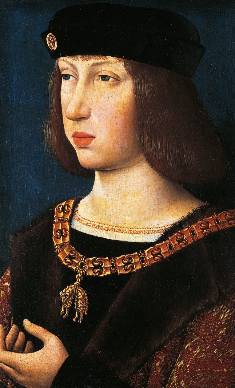 Retrato de Felipe I de Castilla, conocido como El Hermoso, rey consorte de Castilla y León de Flemish School