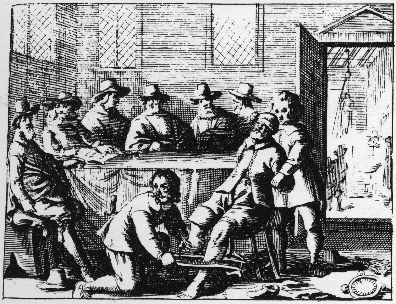 Castigo de los Tincers infligido a un hechicero - grabado de 1725 en “La Brujería Desenmascarada” (