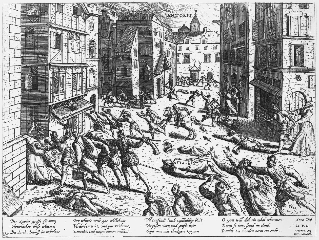 Escenas de la furia española en Antorff, 1576 de Flemish School