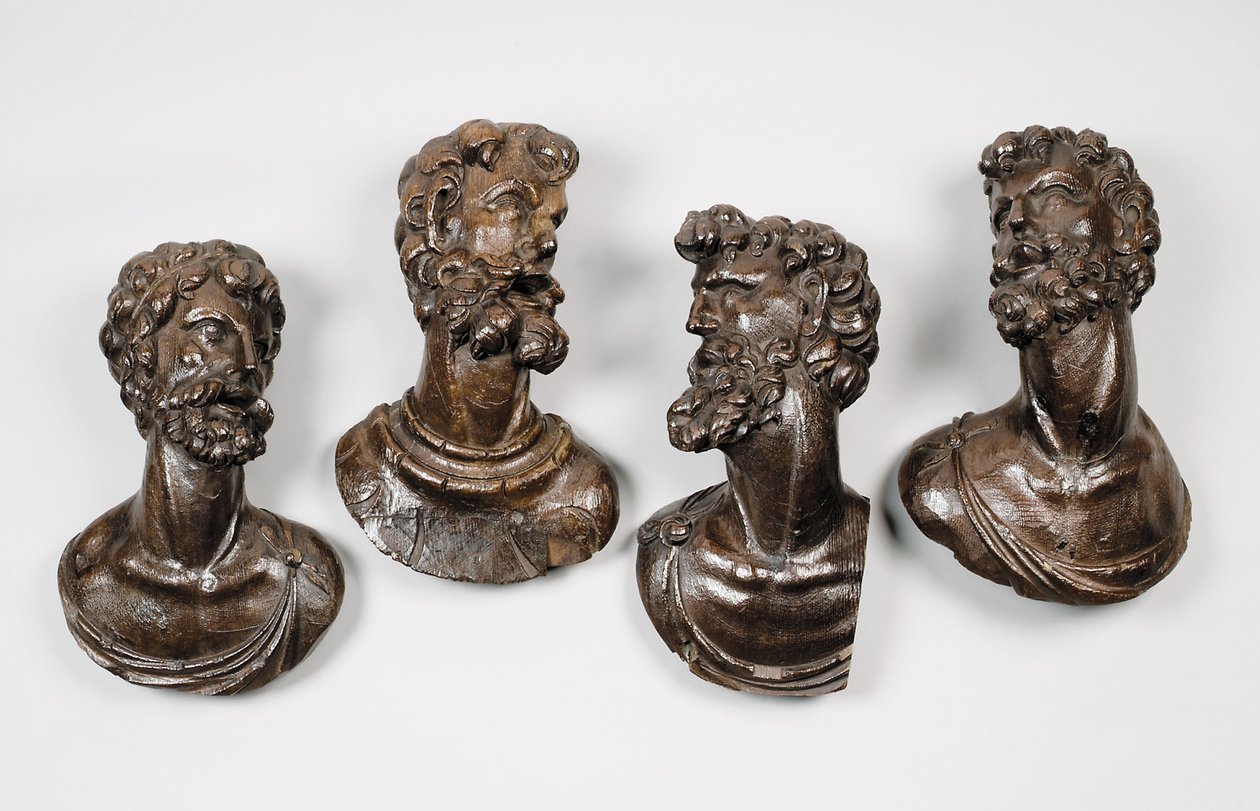 Conjunto de cuatro bustos de hombres, posiblemente profetas, probablemente Amberes, mediados del siglo XVI de Flemish School