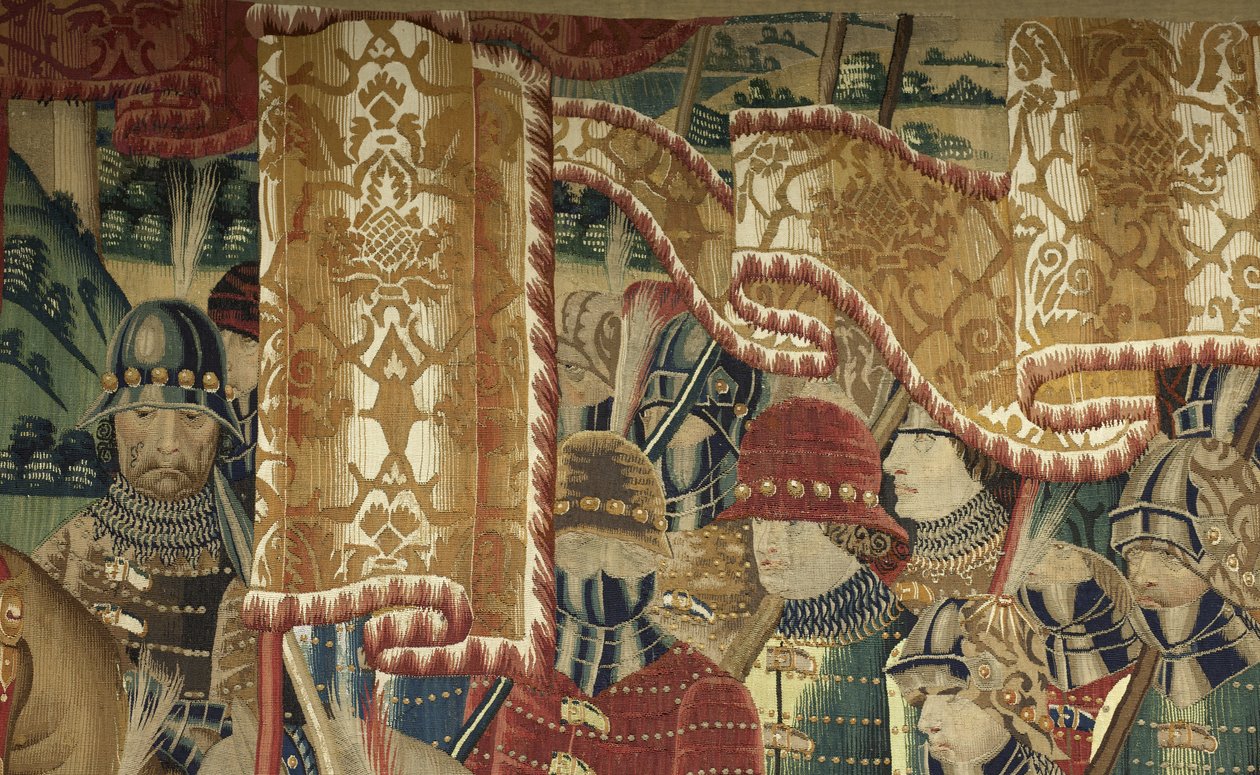 Tapiz que muestra las conquistas del rey Alfonso V de Portugal, Tournai. (detalle) de Flemish School