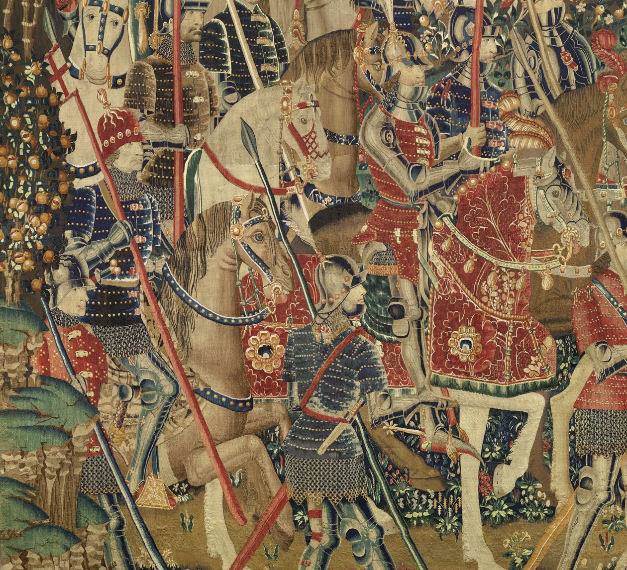 Tapiz que muestra las conquistas del rey Alfonso V de Portugal, Tournai. (detalle) de Flemish School