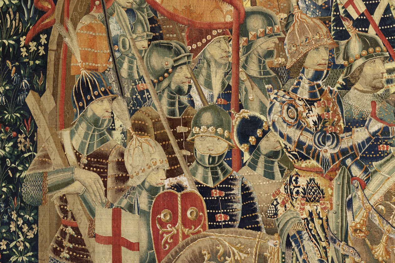 Tapiz que muestra las conquistas del rey Alfonso V de Portugal, Tournai. (detalle) de Flemish School