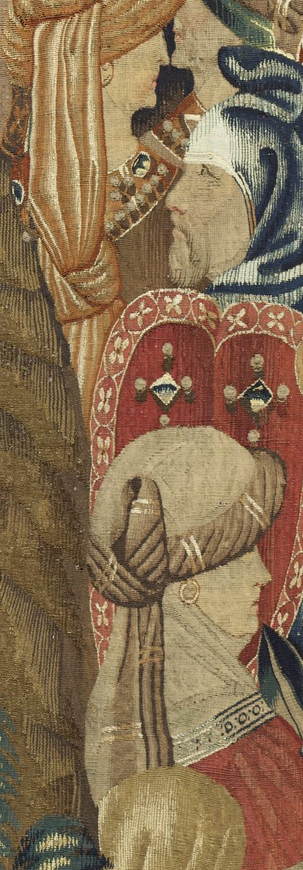 Tapiz que muestra las conquistas del rey Alfonso V de Portugal (Conquistas de Alfonso V de Portugal), Tournai. (Detalle) de Flemish School