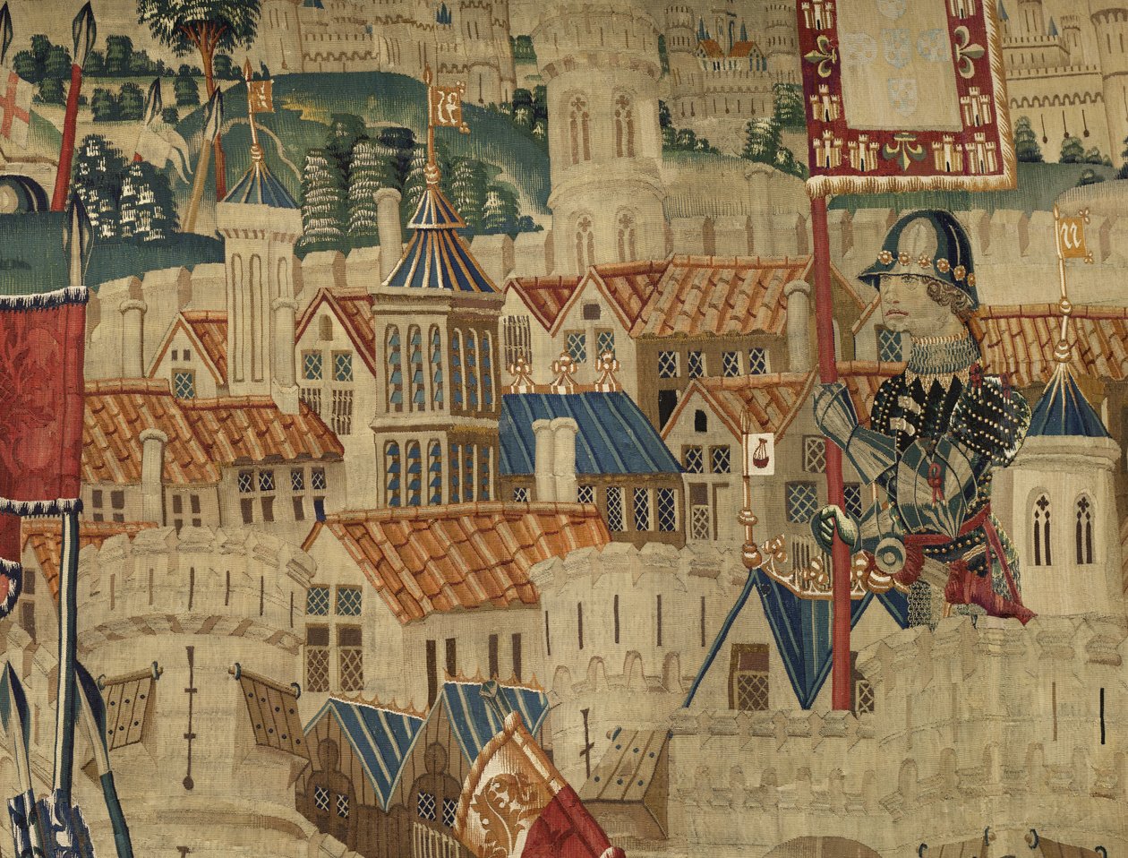 Tapiz que muestra las Conquistas del rey Alfonso V de Portugal (detalle) de Flemish School