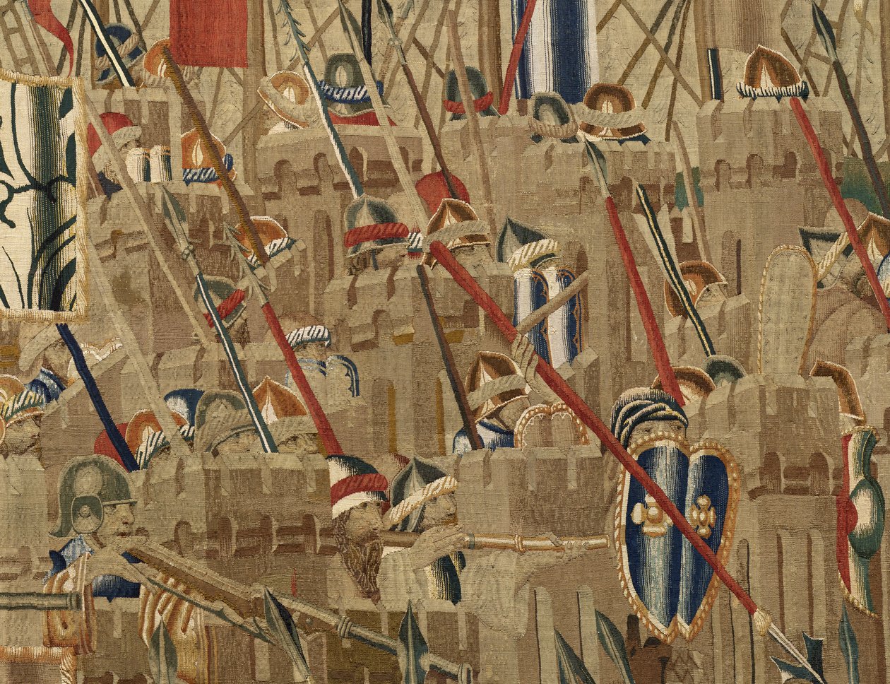 Tapiz que muestra las conquistas del rey Alfonso V de Portugal, Tournai. (detalle) de Flemish School