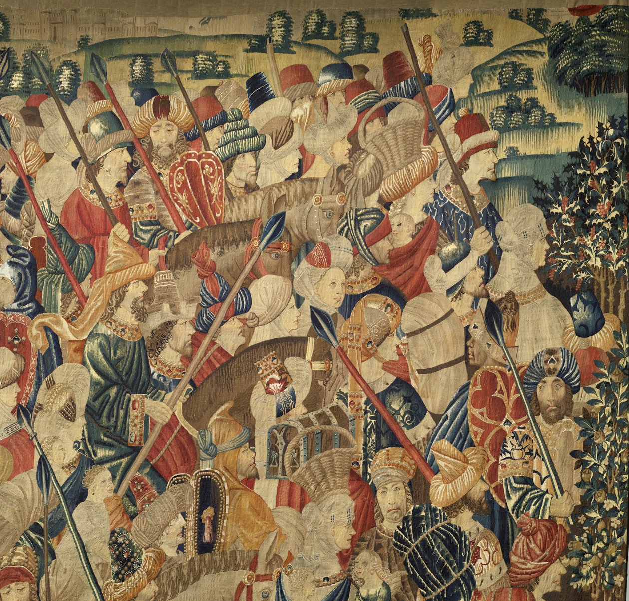 Tapiz que muestra las conquistas del rey Alfonso V de Portugal, Tournai. (detalle) de Flemish School