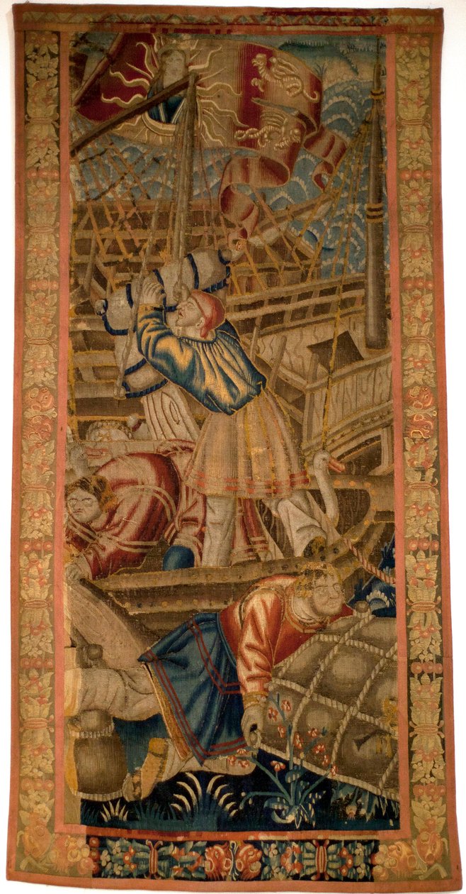 Los portugueses en India - Tapiz flamenco de Tournai del primer cuarto del siglo XVI - Museo de la Marina de Lisboa (Portugal) de Flemish School