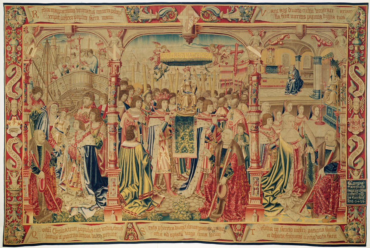 La estatua de la Virgen llevada a la iglesia, de la Leyenda de Notre Dame du Sablon, Taller de Bruselas, 1516 de Flemish School