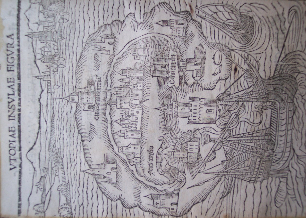 Página de título de Utopía, por Thomas More, Leuven 1516 de Flemish School