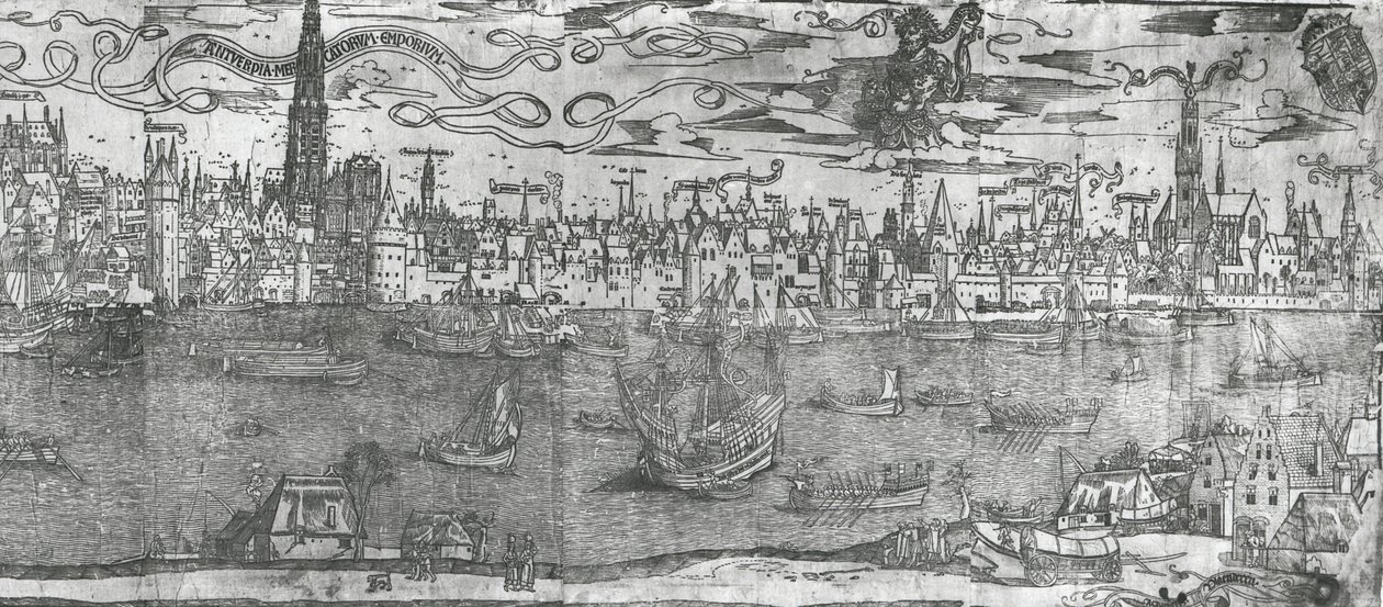 Vista del puerto de Amberes, (detalle) de Flemish School