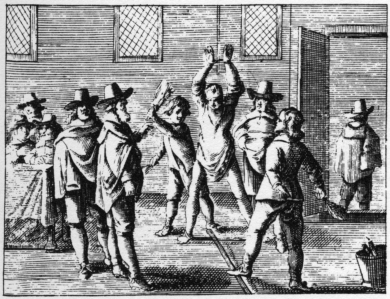 Brujo azotado por niños - Grabado de 1725 en “La Brujería Desenmascarada” (