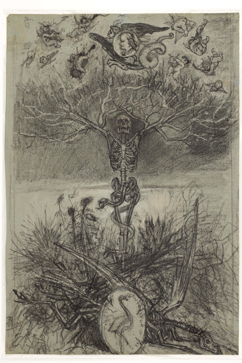 Holandés: Dibujo final para el frontispicio Les Epaves de Charles Baudelaire de Félicien Rops