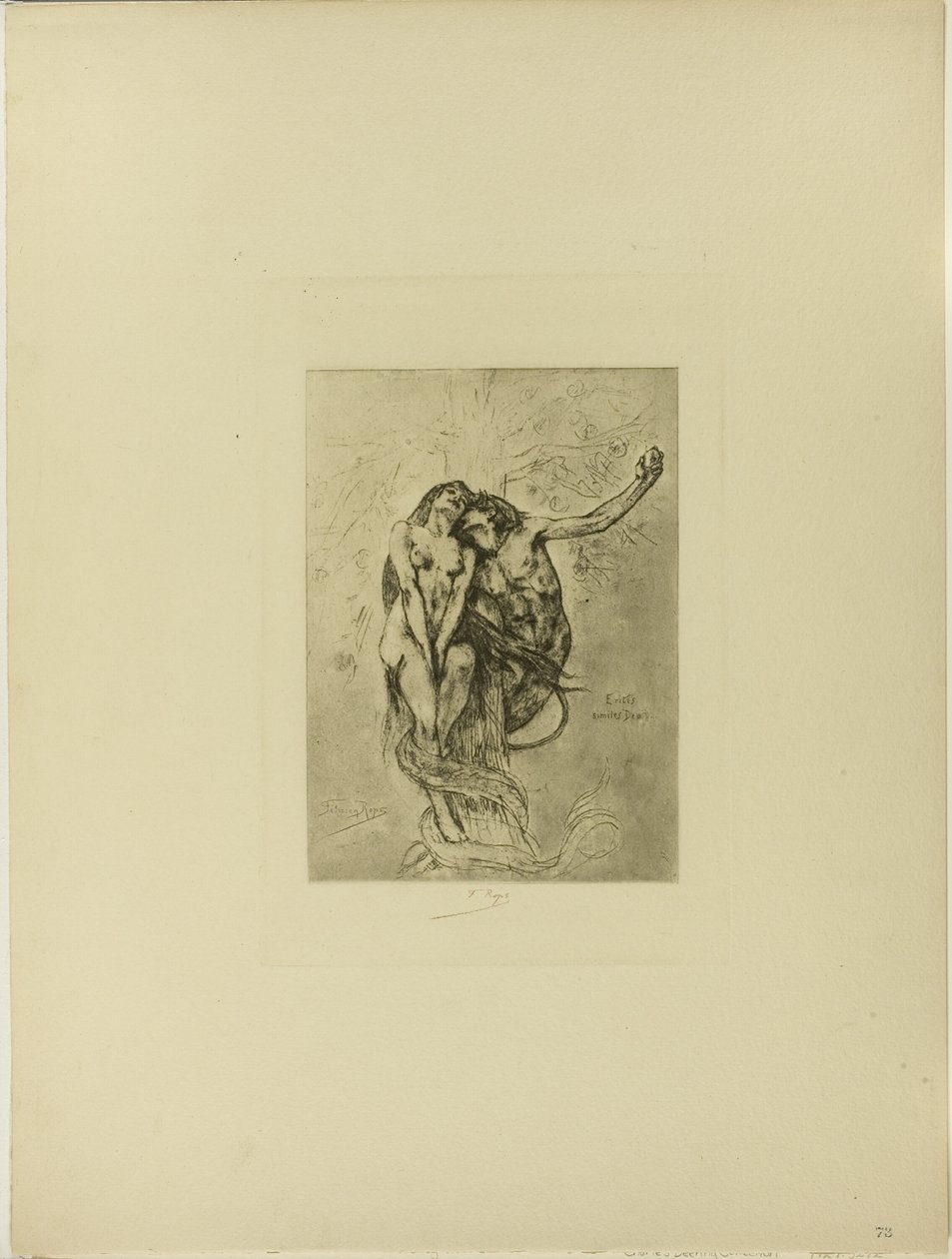 La tentación o la manzana de Félicien Rops