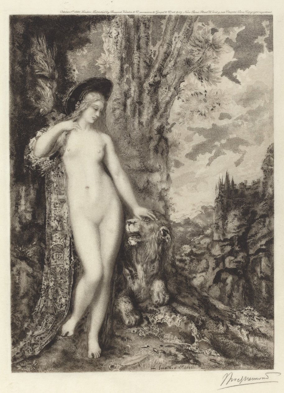 El león amoroso [Le lion amoureux] de Félix Bracquemond, after Gustave Moreau