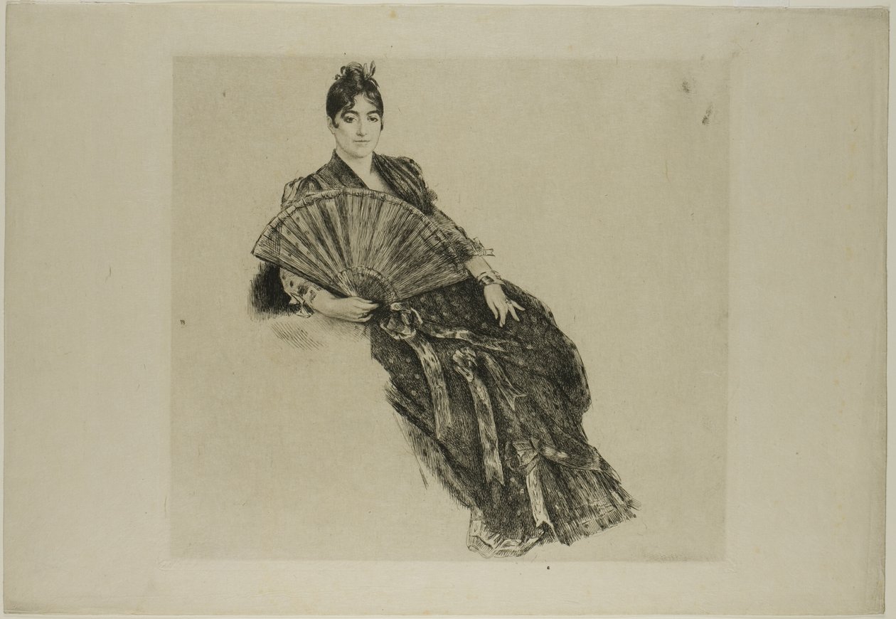 Mujer con abanico de Félix Henri Bracquemond