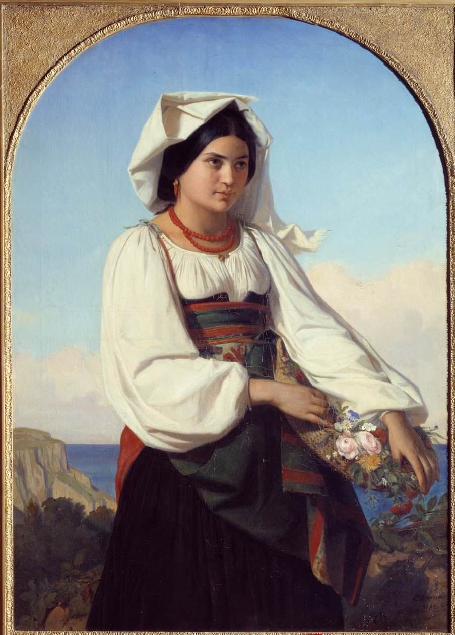 Joven con flores de Félix Joseph Barrias