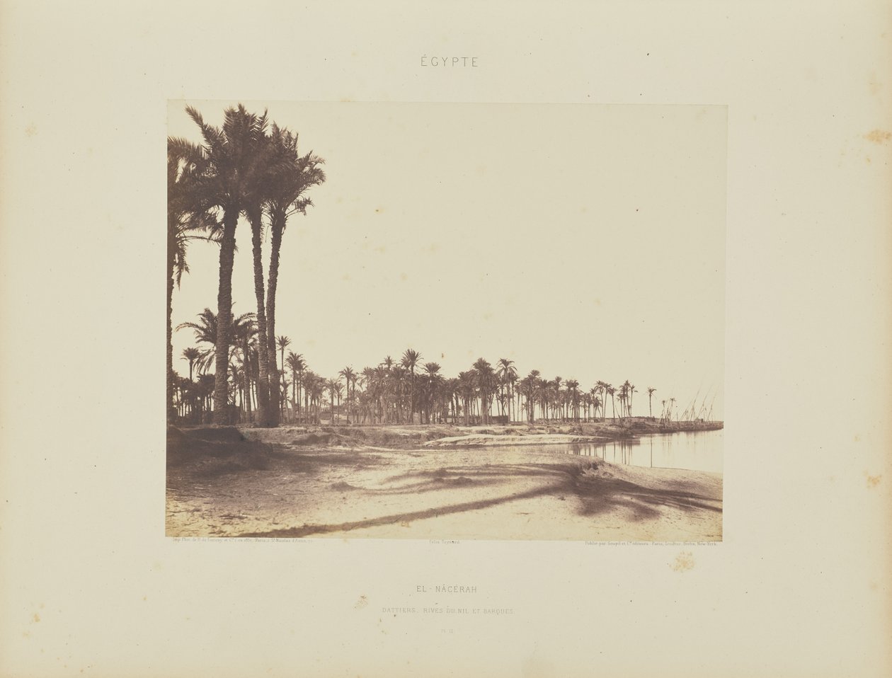 El-Nâcérah. Palmeras datileras, orillas del Nilo y barcos de Félix Teynard