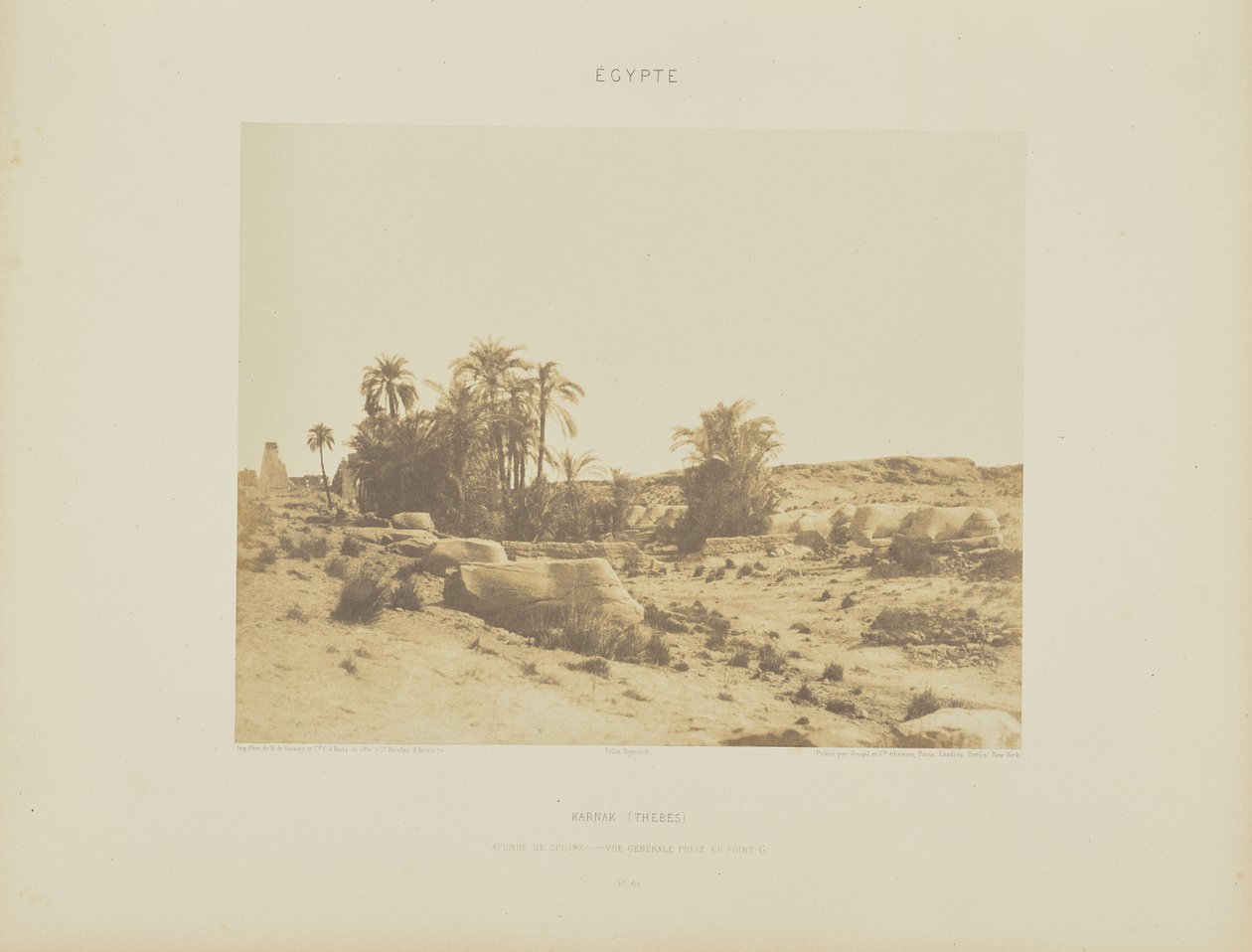 Karnak (Tebas). Avenida de las Esfinges - Vista general desde el punto G de Félix Teynard