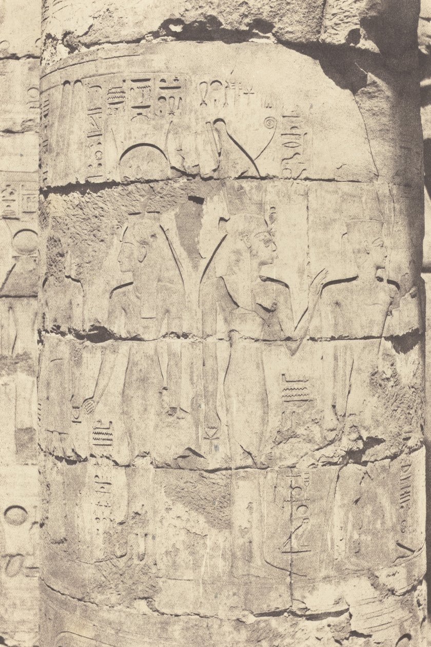 Karnak (Tebas), Palacio--Sala hipóstila--Columnata Central--Decoración de un Fuste de Félix Teynard
