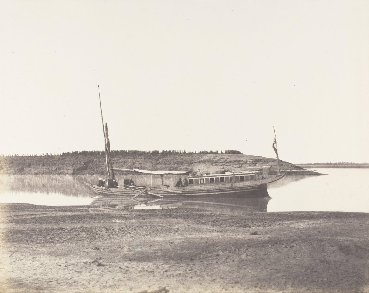 Louksor, Petit Bras du Nil - Barque de Voyageurs, 1851-52, impreso 1853-54 de Félix Teynard