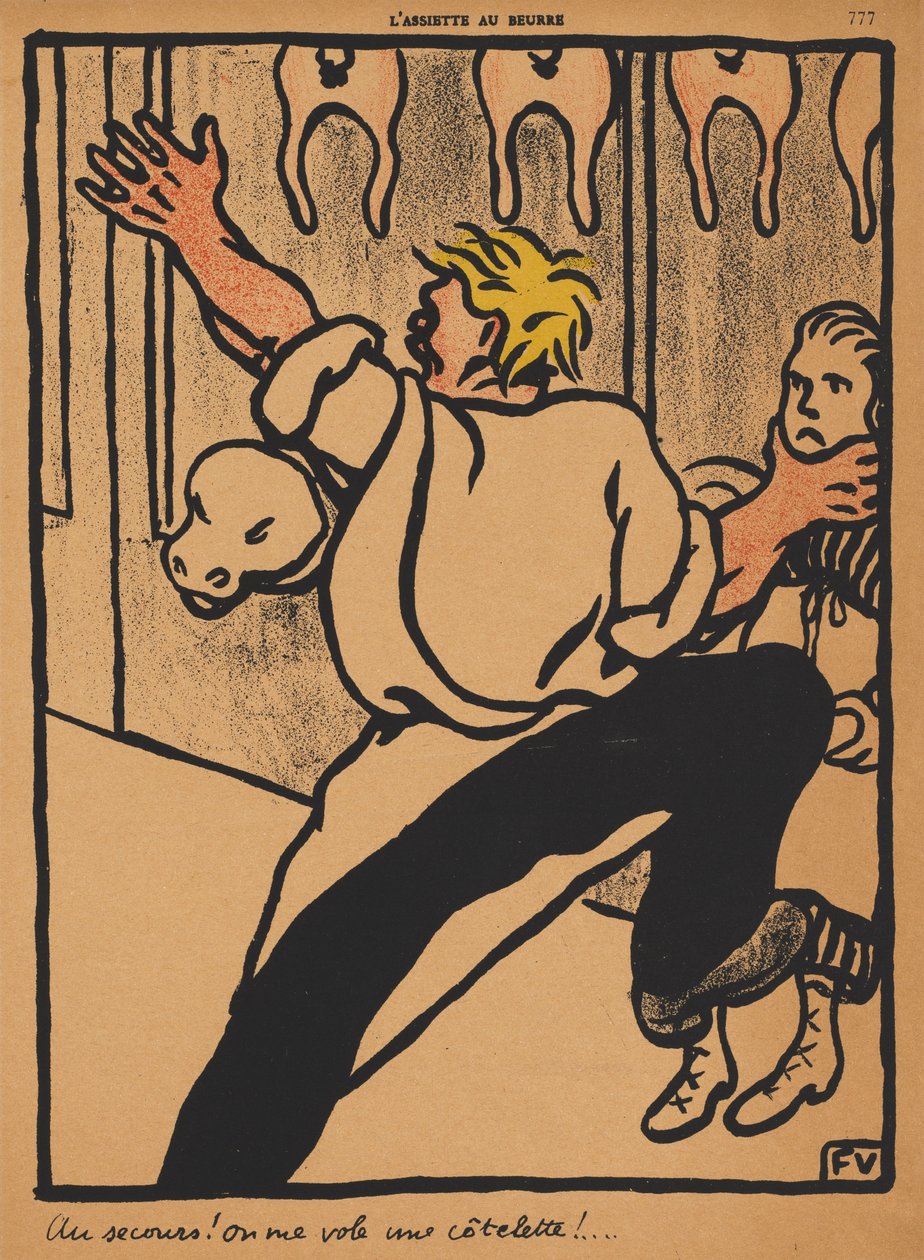 Crímenes y Castigos XX, 777: ¡Socorro! ¡Me están robando la chuleta! de Félix Vallotton