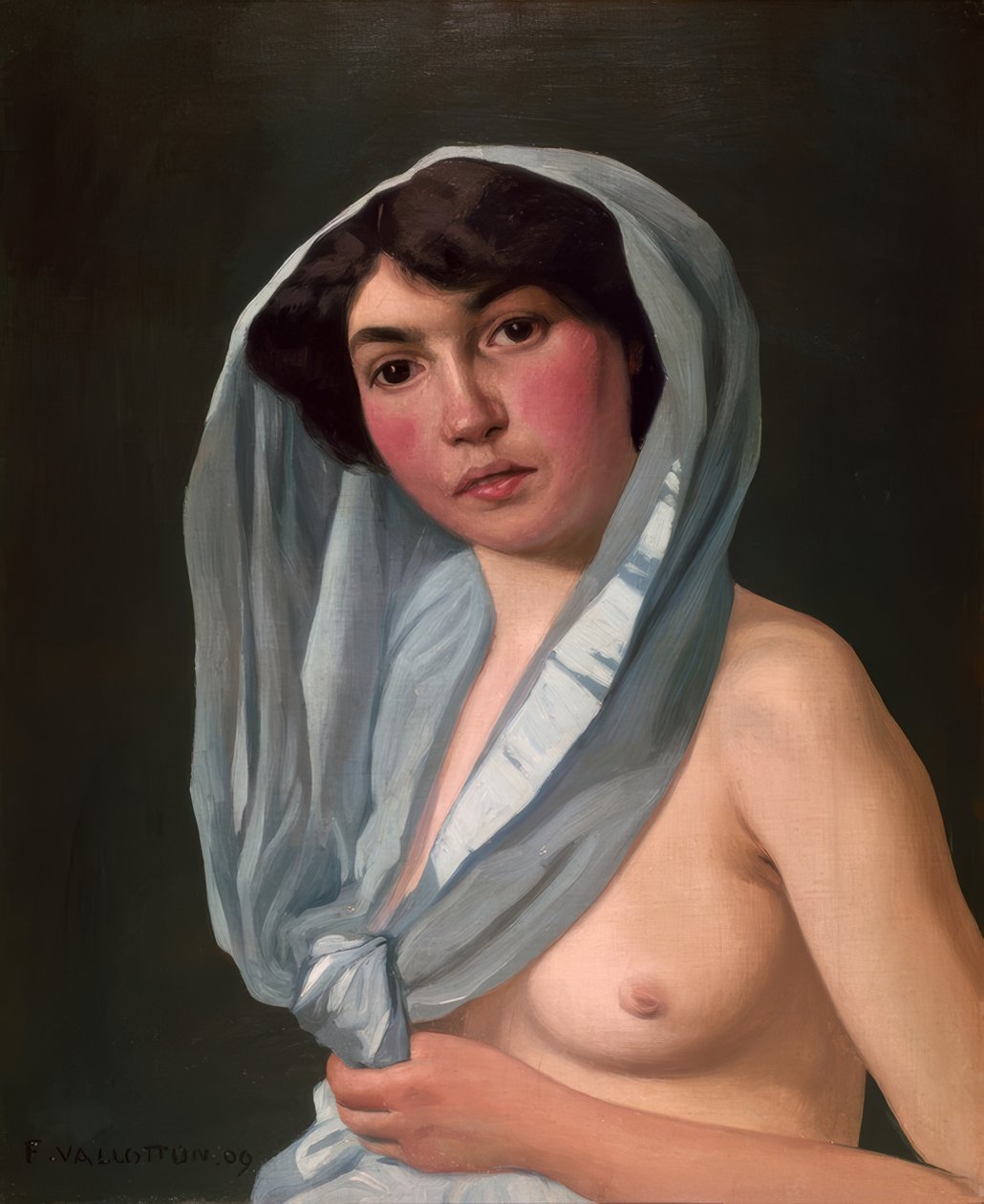 Mujer con pañuelo azul de Félix Vallotton