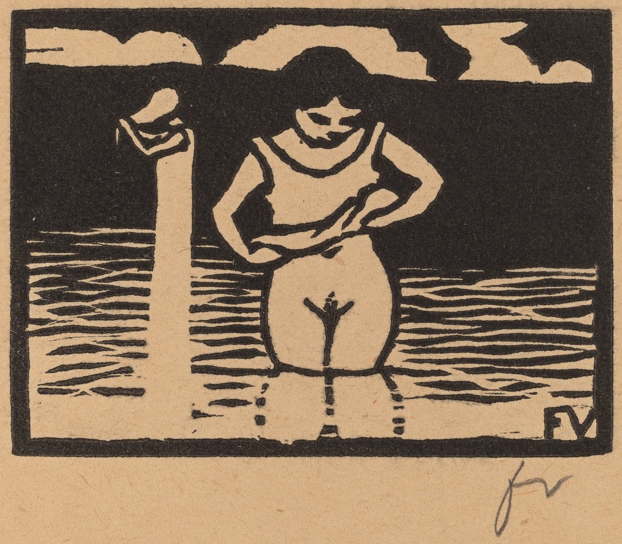 Niña levantando su camisón de Félix Vallotton