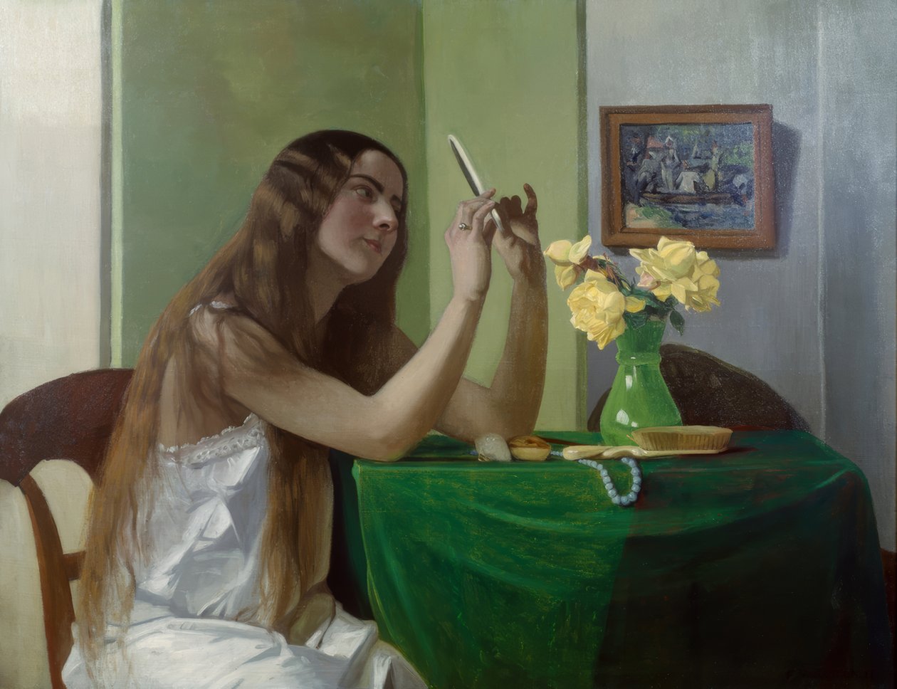 Chica joven con espejo de Félix Vallotton
