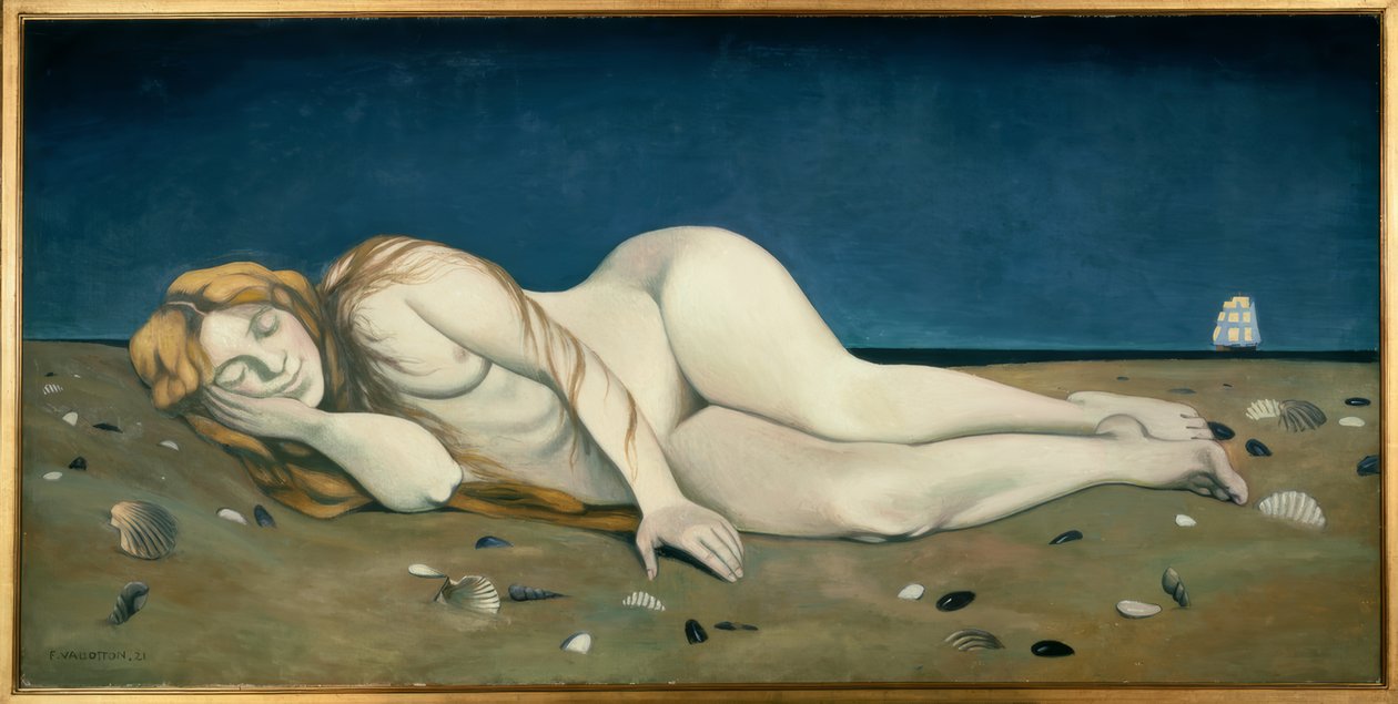 Bañista dormido en la arena de Félix Vallotton